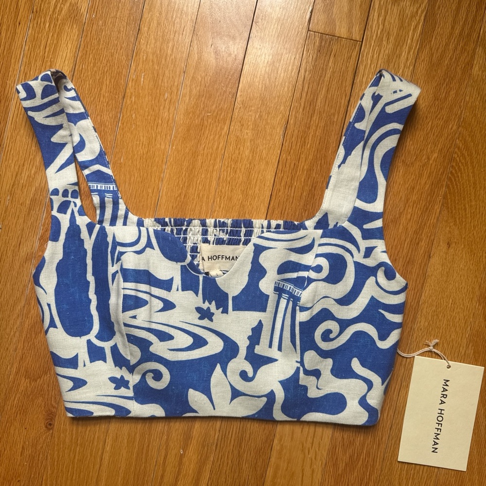 Mara Hoffman Blue Jini Cropped Crop Top